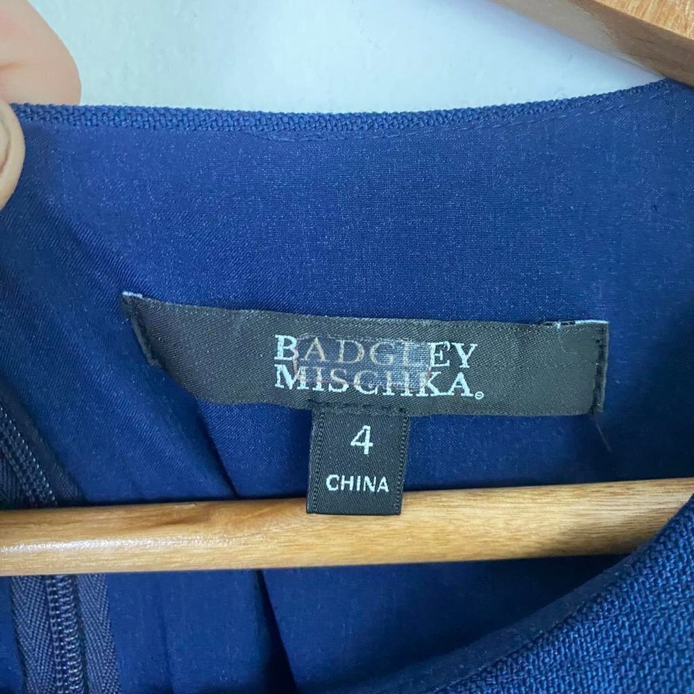 BADGLEY MISCHKA navy front tie sheath dress - Picture 3 of 5